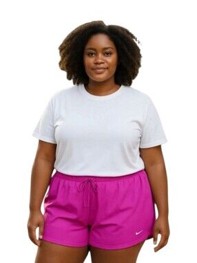 NIKE 3X High Rise Drawstring Fushia Athletic Shorts With Dri-Fit NWOT